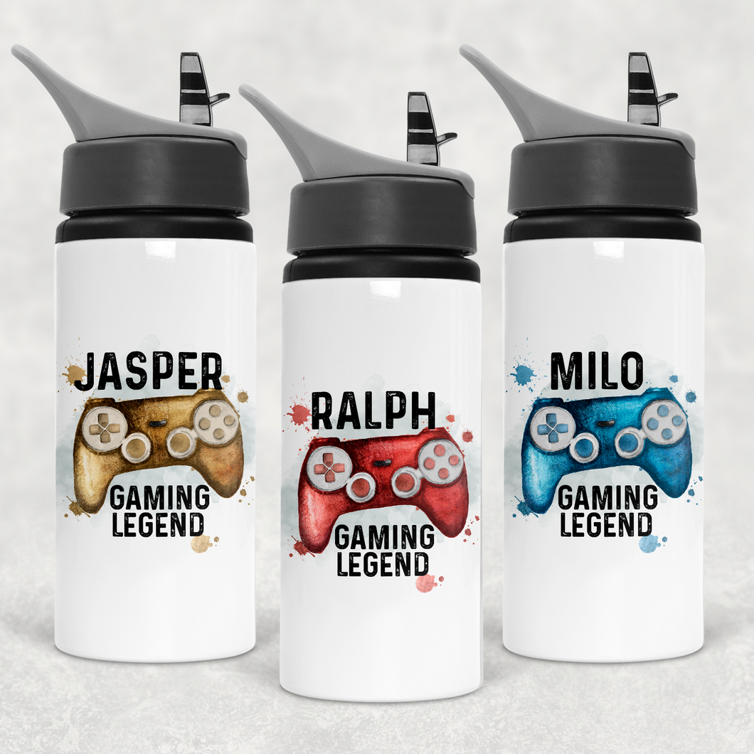 Gaming Legend Personalised Straw Water Bottle