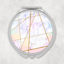 Load image into Gallery viewer, Geometric Rose Gold Rainbow Pocket Mirror
