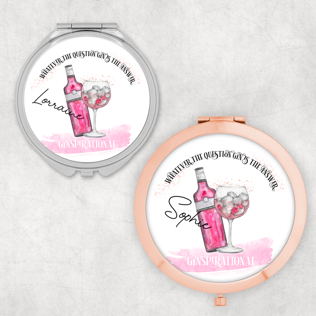 Ginspirational Gin is the Answer Personalised Compact Pocket Mirror