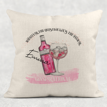 Load image into Gallery viewer, Ginspirational Gin is the Answer Cushion Linen White Canvas
