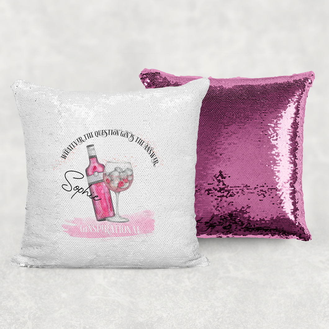 Ginspirational Gin is the Answer Personalised Mermaid Sequin Cushion