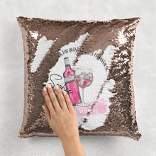 Load image into Gallery viewer, Ginspirational Gin is the Answer Personalised Mermaid Sequin Cushion
