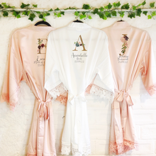 Load image into Gallery viewer, Gold &amp; Burgundy Alphabet Lace Wedding Dressing Robe
