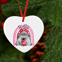 Load image into Gallery viewer, Hedge Hug Ceramic Round or Heart Christmas Bauble
