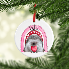 Load image into Gallery viewer, Hedge Hug Ceramic Round or Heart Christmas Bauble
