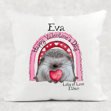 Load image into Gallery viewer, Hedge Hugs Personalised Valentine&#39;s Day Cushion

