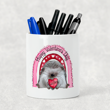 Load image into Gallery viewer, Hedge Hug Valentine&#39;s Day Pencil Caddy / Make Up Brush Holder
