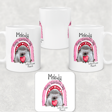 Load image into Gallery viewer, Hedgehug Valentine&#39;s Day Personalised Mug and Coaster Set
