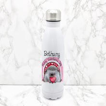 Load image into Gallery viewer, Hedge Hug Valentine&#39;s Day Personalised Travel Flask Water Bottle 500ml
