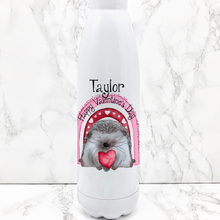 Load image into Gallery viewer, Hedge Hug Valentine&#39;s Day Personalised Travel Flask Water Bottle 500ml
