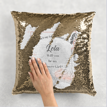 Load image into Gallery viewer, I Can&#39;t Say I Do Without You Will you be my Personalised Wedding Mermaid Sequin Cushion
