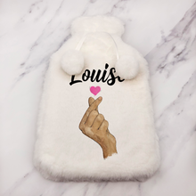 Load image into Gallery viewer, I Love You Korean Sign Language Personalised Hot Water Bottle Cover
