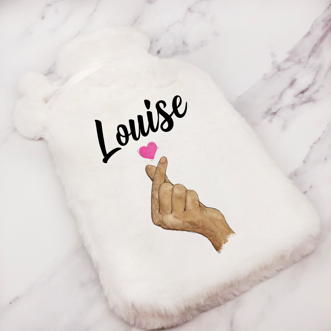 I Love You Korean Sign Language Personalised Hot Water Bottle Cover
