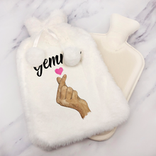 Load image into Gallery viewer, I Love You Korean Sign Language Personalised Hot Water Bottle Cover
