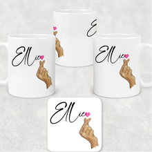 Load image into Gallery viewer, I Love You Korean Sign Language Personalised Mug &amp; Coaster
