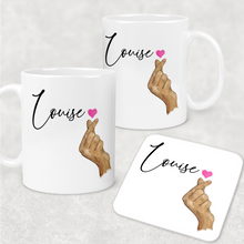 Load image into Gallery viewer, I Love You Korean Sign Language Personalised Mug &amp; Coaster
