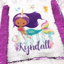 Load image into Gallery viewer, Mermaid Unicorn Personalised Mermaid Sequin Cushion -  - Molly Dolly Crafts
