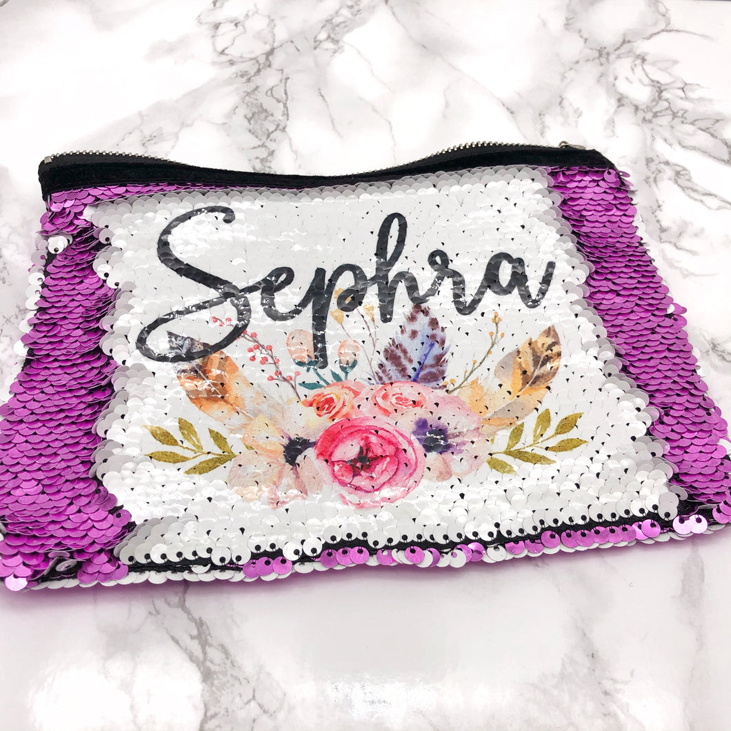Boho Floral Mermaid Sequin Personalised Bag -  - Molly Dolly Crafts