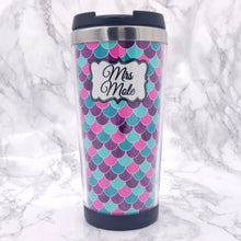 Load image into Gallery viewer, Mermaid Scale 420ml Travel Mug with Option to Personalise - Travel Mug - Molly Dolly Crafts
