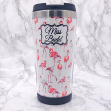 Load image into Gallery viewer, Flamingo 420ml Travel Mug with Option to Personalise - Travel Mug - Molly Dolly Crafts
