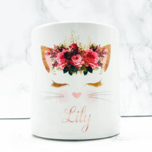 Load image into Gallery viewer, Personalised Kitty Money Pot | Pink Flowers

