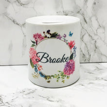 Load image into Gallery viewer, Personalised Floral Wreath Money Pot

