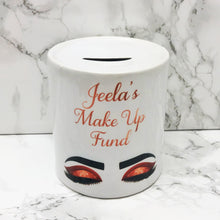 Load image into Gallery viewer, Personalise Make Up Fund Money Pot | Rose Gold Eyes
