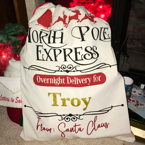 North Pole Express Personalised Christmas Sack - Christmas - Molly Dolly Crafts