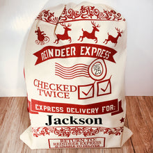 Load image into Gallery viewer, Reindeer Express Personalised Christmas Sack - Christmas - Molly Dolly Crafts
