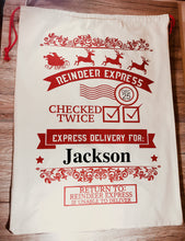 Load image into Gallery viewer, Reindeer Express Personalised Christmas Sack - Christmas - Molly Dolly Crafts
