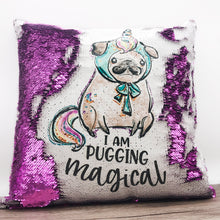 Load image into Gallery viewer, Pugging Magical Mermaid Sequin Cushion -  - Molly Dolly Crafts
