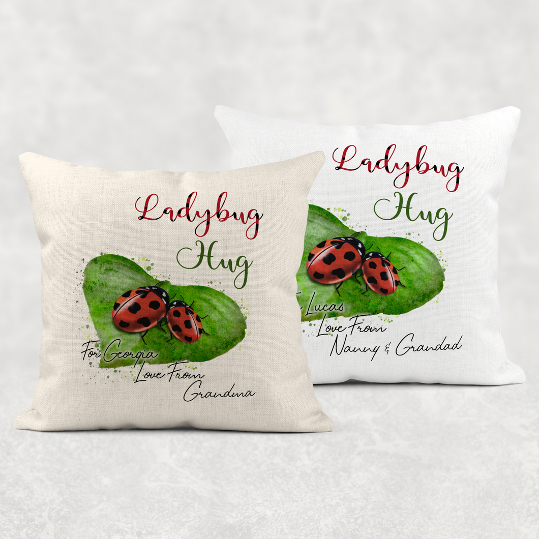 Ladybug Hug Personalised Cushion