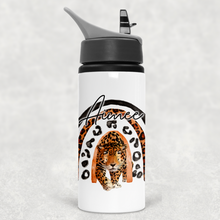 Load image into Gallery viewer, Leopard Rainbow Personalised Aluminium Straw Water Bottle 650ml
