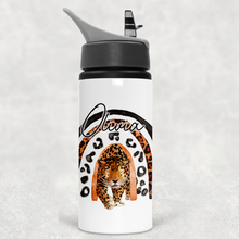 Load image into Gallery viewer, Leopard Rainbow Personalised Aluminium Straw Water Bottle 650ml
