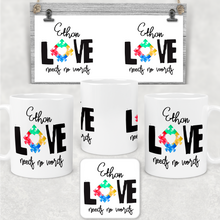Load image into Gallery viewer, Autism Love Needs No Words Personalised Mug &amp; Coaster
