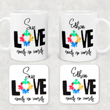 Load image into Gallery viewer, Autism Love Needs No Words Personalised Mug &amp; Coaster
