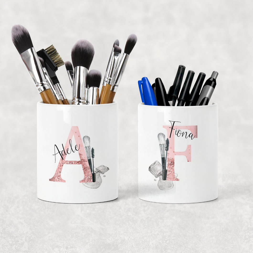 Cosmetic Initial Personalised Pencil Caddy / Make Up Brush Holder