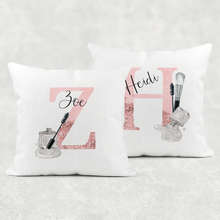 Load image into Gallery viewer, Make Up Alphabet Linen/White Canvas Cushion
