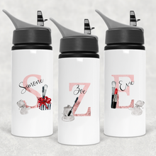 Load image into Gallery viewer, Make Up Alphabet Personalised Straw Aluminium Water Bottle 600ml
