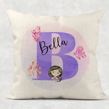 Load image into Gallery viewer, Mermaid Alphabet Cushion Linen White Canvas
