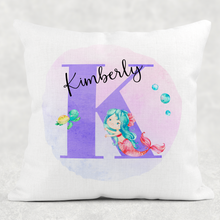 Load image into Gallery viewer, Mermaid Alphabet Cushion Linen White Canvas
