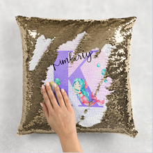 Load image into Gallery viewer, Mermaid Alphabet Personalised Mermaid Sequin Cushion
