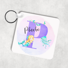 Load image into Gallery viewer, Mermaid Alphabet Personalised Keyring Bag Tag
