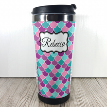 Load image into Gallery viewer, Mermaid Scale 420ml Travel Mug with Option to Personalise - Travel Mug - Molly Dolly Crafts
