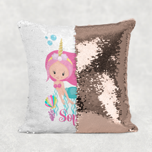 Load image into Gallery viewer, Mermaid Unicorn Personalised Mermaid Sequin Cushion -  - Molly Dolly Crafts

