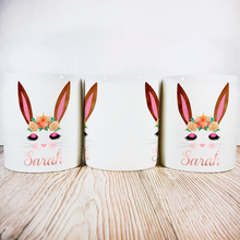 Load image into Gallery viewer, Personalised Bunny Money Pot | Brown Ears &amp; Orange Flowers - Money Bank - Molly Dolly Crafts

