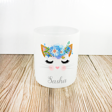 Load image into Gallery viewer, Personalised Kitty Money Pot | Blue Flowers - Money Bank - Molly Dolly Crafts
