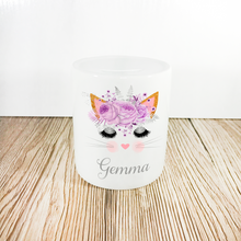 Load image into Gallery viewer, Personalised Kitty Money Pot | Lilac Flowers - Money Bank - Molly Dolly Crafts
