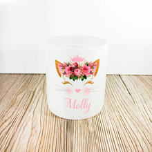 Load image into Gallery viewer, Personalised Kitty Money Pot | Pink Flowers with Crown - Money Bank - Molly Dolly Crafts
