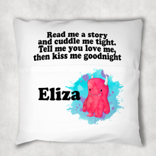 Load image into Gallery viewer, Monster Alphabet Personalised Pocket Book Cushion Cover White Canvas

